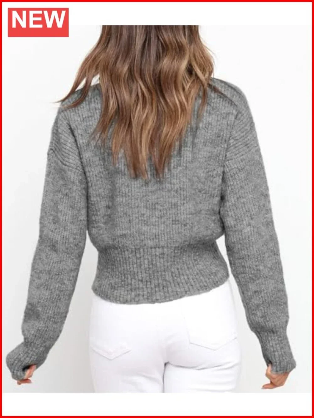 Women's Cable Knit Cropped Sweater Long Sleeve Tie Front Pullover